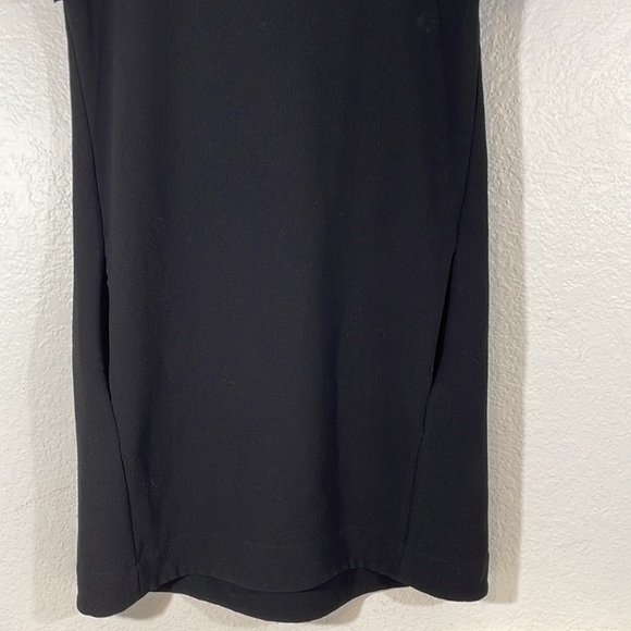 MADEWELL Black Leather Trim Neckline Tee Dress Short Sleeve With Pockets Size XS - Picture 5 of 12